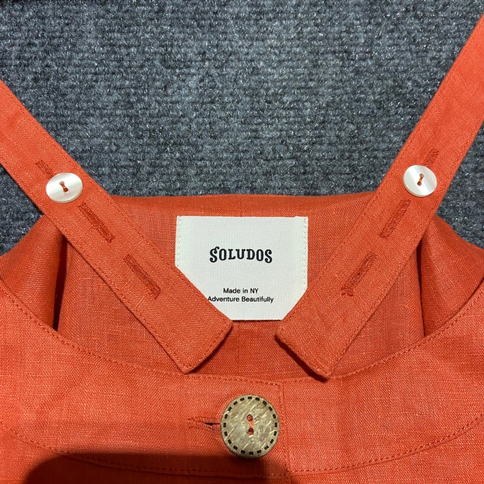 Soludos Womens Orange 100% Linen Button Front Pocket Sundress Size M New — image 4 of 8